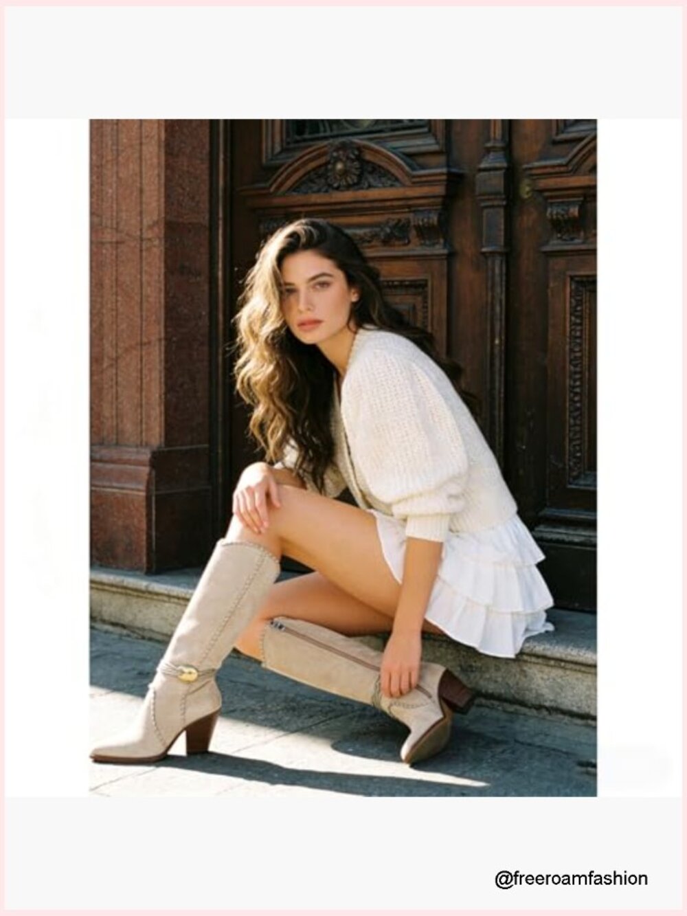 Cowboy Knee High Boots Western Cowgirl Stacked Block Heel Pointed Toe Pull On - Picture 4 of 7